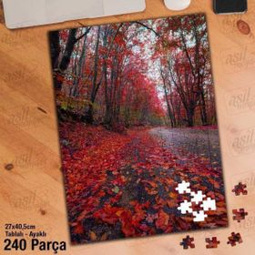 Asil Hobi Sonbahar-Ağaçlar-Kırmızı Yapraklar Yapboz-Ayak Destekli Çerçeveli 240 Parça Puzzle