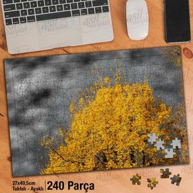 Asil Hobi Sonbahar-Gri Bulutlar-Doğa-Ağaç Yapboz-Ayak Destekli Çerçeveli 240 Parça Puzzle