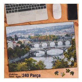 Asil Hobi Sonbahar-Gün Işığı-Eski Prag Köprüsü Yapboz-Ayak Destekli Çerçeveli 240 Parça Puzzle