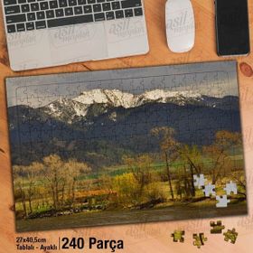 Asil Hobi Sonbahar-Karlı Dağlar-Ağaçlar-Doğa Yapboz-Ayak Destekli Çerçeveli 240 Parça Puzzle