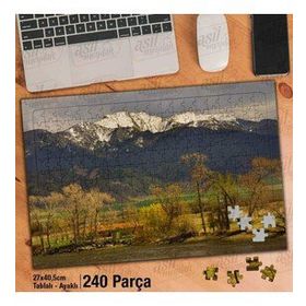 Asil Hobi Sonbahar-Karlı Dağlar-Ağaçlar-Doğa Yapboz-Ayak Destekli Çerçeveli 240 Parça Puzzle