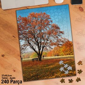 Asil Hobi Sonbahar-Sararmış Yapraklar-Ağaç-Doğa-Yapboz-Ayak Destekli 240 Parça Puzzle