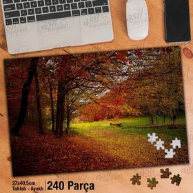 Asil Hobi Sonbahar-Sararmış Yapraklar-Ağaç Yapboz-Ayak Destekli Çerçeveli 240 Parça Puzzle