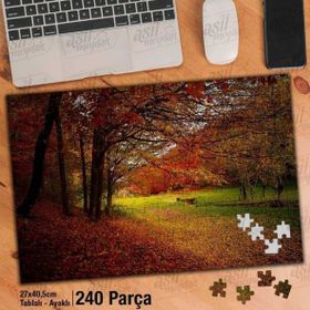 Asil Hobi Sonbahar-Sararmış Yapraklar-Ağaç Yapboz-Ayak Destekli Çerçeveli 240 Parça Puzzle