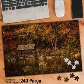 Asil Hobi Sonbahar-Sararmış Yapraklar-Göl-Doğa Yapboz-Ayak Destekli Çerçeveli 240 Parça Puzzle