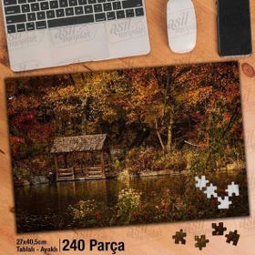 Asil Hobi Sonbahar-Sararmış Yapraklar-Göl-Doğa Yapboz-Ayak Destekli Çerçeveli 240 Parça Puzzle