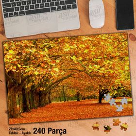 Asil Hobi Sonbahar-Sararmış Yapraklar-Orman Yolu Yapboz-Ayak Destekli Çerçeveli 240 Parça Puzzle