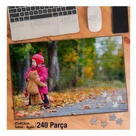 Asil Hobi Sonbahar Yaprakları-Kız Çocuğu-Orman Yapboz-Ayak Destekli Çerçeveli 240 Parça Puzzle
