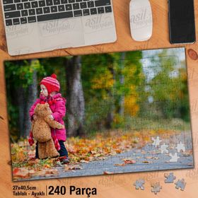 Asil Hobi Sonbahar Yaprakları-Kız Çocuğu-Orman Yapboz-Ayak Destekli Çerçeveli 240 Parça Puzzle