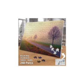 Asil Hobi Sonsuz Yol-Sis-Peyzaj-Ağaçlar-Doğa Yapboz-Ayak Destekli Çerçeveli 240 Parça Puzzle