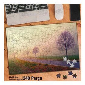 Asil Hobi Sonsuz Yol-Sis-Peyzaj-Ağaçlar-Doğa Yapboz-Ayak Destekli Çerçeveli 240 Parça Puzzle