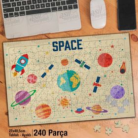 Asil Hobi Space-Uzay-Gezegenler-Bilim Yapboz-Ayak Destekli Çerçeveli 240 Parça Puzzle