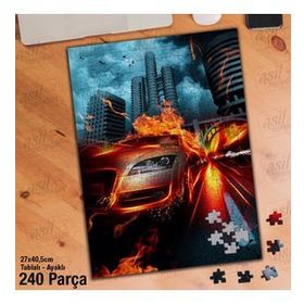 Asil Hobi Spor Araba-Şehir-Hız-Tutuku-Ateş Yapboz-Ayak Destekli Çerçeveli 240 Parça Puzzle