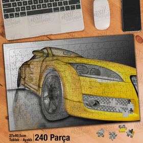 Asil Hobi Spor Araç-Araba Teknik Çizim Yapboz-Ayak Destekli Çerçeveli 240 Parça Puzzle