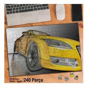 Asil Hobi Spor Araç-Araba Teknik Çizim Yapboz-Ayak Destekli Çerçeveli 240 Parça Puzzle