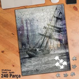 Asil Hobi Su Damlaları-Tekne-Yelken-Alabora Yapboz-Ayak Destekli Çerçeveli 240 Parça Puzzle