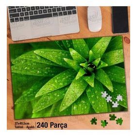 Asil Hobi Su Damlaları-Yeşil Bitki-Çiçek-Doğa Yapboz-Ayak Destekli Çerçeveli 240 Parça Puzzle