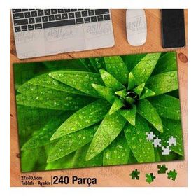 Asil Hobi Su Damlaları-Yeşil Bitki-Çiçek-Doğa Yapboz-Ayak Destekli Çerçeveli 240 Parça Puzzle