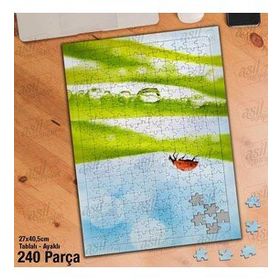 Asil Hobi Su Damlası-Yaprak-Uğur Böceği-Gökyüzü Yapboz-Ayak Destekli Çerçeveli 240 Parça Puzzle