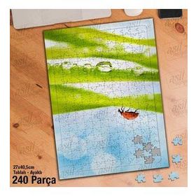 Asil Hobi Su Damlası-Yaprak-Uğur Böceği-Gökyüzü Yapboz-Ayak Destekli Çerçeveli 240 Parça Puzzle