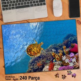 Asil Hobi Su Kaplumbağası-Deniz-Okyanus-Doğa Yapboz-Ayak Destekli Çerçeveli 240 Parça Puzzle