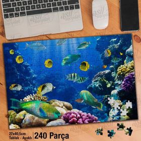 Asil Hobi Sualtı Canlıları-Renkli Balıklar-Doğa Yapboz-Ayak Destekli Çerçeveli 240 Parça Puzzle