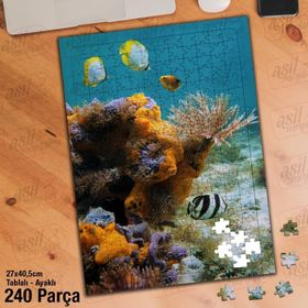 Asil Hobi Sualtı-Deniz-Balıklar-Doğa-Manzara Yapboz-Ayak Destekli Çerçeveli 240 Parça Puzzle