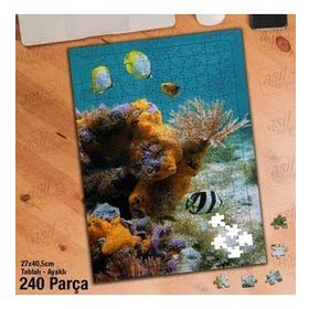Asil Hobi Sualtı-Deniz-Balıklar-Doğa-Manzara Yapboz-Ayak Destekli Çerçeveli 240 Parça Puzzle