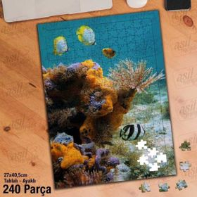 Asil Hobi Sualtı-Deniz-Balıklar-Doğa-Manzara Yapboz-Ayak Destekli Çerçeveli 240 Parça Puzzle