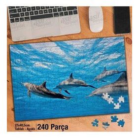 Asil Hobi Suyun İçinde Yunus Balıkları-Havuz Yapboz-Ayak Destekli Çerçeveli 240 Parça Puzzle