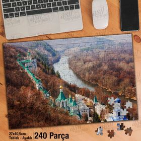 Asil Hobi Svjatogorsk Mağara-Manastır-Antik-Manzara Yapboz-Ayak Destekli Çerçeveli 240 Parça Puzzle