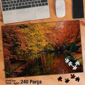 Asil Hobi Tabiat-Sararmış Yapraklar-Yansıma-Göl Yapboz-Ayak Destekli Çerçeveli 240 Parça Puzzle