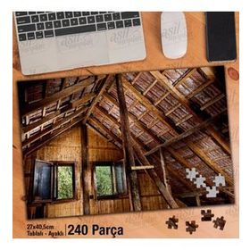 Asil Hobi Tahta Ev-Çatıkatı-Pencere-Mimari Yapı Yapboz-Ayak Destekli Çerçeveli 240 Parça Puzzle