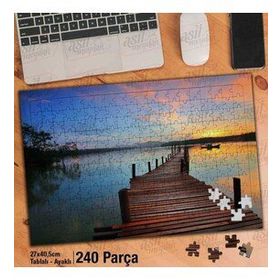 Asil Hobi Tahta İskele-Göl-Kayık-Ağaç-Doğa Yapboz-Ayak Destekli Çerçeveli 240 Parça Puzzle