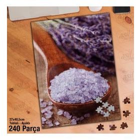Asil Hobi Tahta Kaşık-Tuz-Leylak-Bitki-Çiçek Yapboz-Ayak Destekli Çerçeveli 240 Parça Puzzle