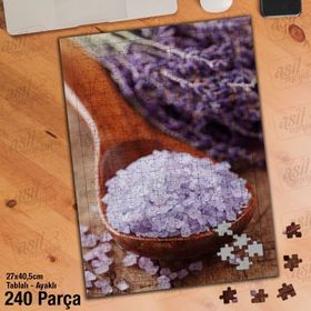 Asil Hobi Tahta Kaşık-Tuz-Leylak-Bitki-Çiçek Yapboz-Ayak Destekli Çerçeveli 240 Parça Puzzle