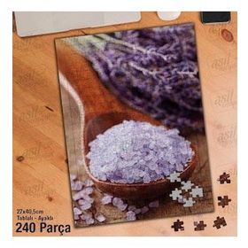Asil Hobi Tahta Kaşık-Tuz-Leylak-Bitki-Çiçek Yapboz-Ayak Destekli Çerçeveli 240 Parça Puzzle