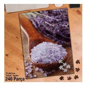 Asil Hobi Tahta Kaşık-Tuz-Leylak-Bitki-Çiçek Yapboz-Ayak Destekli Çerçeveli 240 Parça Puzzle