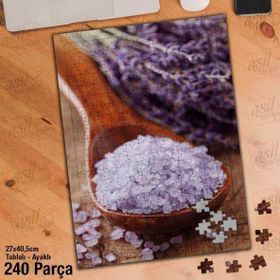 Asil Hobi Tahta Kaşık-Tuz-Leylak-Bitki-Çiçek Yapboz-Ayak Destekli Çerçeveli 240 Parça Puzzle