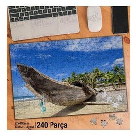 Asil Hobi Tahta Sandal-Palmiye Ağaçları-Deniz Yapboz-Ayak Destekli Çerçeveli 240 Parça Puzzle