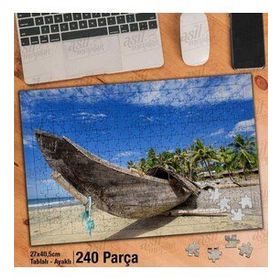 Asil Hobi Tahta Sandal-Palmiye Ağaçları-Deniz Yapboz-Ayak Destekli Çerçeveli 240 Parça Puzzle