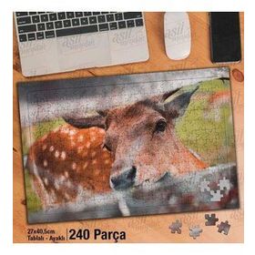 Asil Hobi Tahta-Sevimli Dağ Geyiği-Hayvan Yapboz-Ayak Destekli Çerçeveli 240 Parça Puzzle