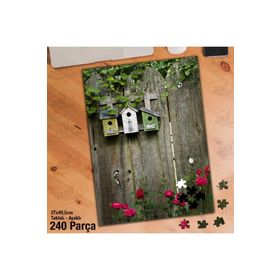 Asil Hobi Tahta Üzerinde-Kuş Kafesi-Çiçekler Yapboz-Ayak Destekli Çerçeveli 240 Parça Puzzle