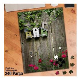 Asil Hobi Tahta Üzerinde-Kuş Kafesi-Çiçekler Yapboz-Ayak Destekli Çerçeveli 240 Parça Puzzle