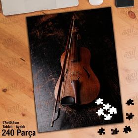 Asil Hobi Tahta Zemin Üzerinde Keman-Müzik Yapboz-Ayak Destekli Çerçeveli 240 Parça Puzzle