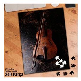 Asil Hobi Tahta Zemin Üzerinde Keman-Müzik Yapboz-Ayak Destekli Çerçeveli 240 Parça Puzzle