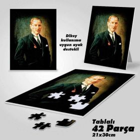 Asil Hobi Takım Elbiseli Atatürk Portre-Yapboz-Ayak Destekli Çerçeveli 42 Parça Puzzle