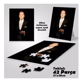 Asil Hobi Takım Elbiseli Mustafa Kemal Atatürk-Yapboz-Ayak Destekli Çerçeveli 42 Parça Puzzle