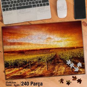 Asil Hobi Tarla-Bağ-Çiftçi-Doğa-Manzara Yapboz-Ayak Destekli Çerçeveli 240 Parça Puzzle