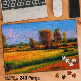 Asil Hobi Tarla-Doğa-Manzara-Ağaçlar-Yapboz-Ayak Destekli Çerçeveli 240 Parça Puzzle